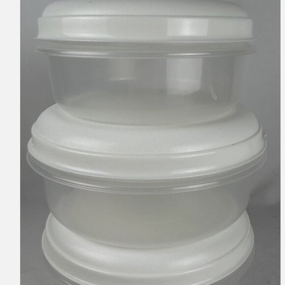 Vtg Rubbermaid Servin Saver Storage Container Round Set Of 3 Almond Lid #3 #2 - Picture 1 of 4